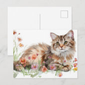 Katze Aquarell Postkarte (Vorne/Hinten)