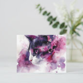 Katze Aquarell Postkarte (Stehend Vorderseite)