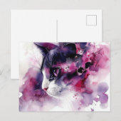 Katze Aquarell Postkarte (Vorne/Hinten)