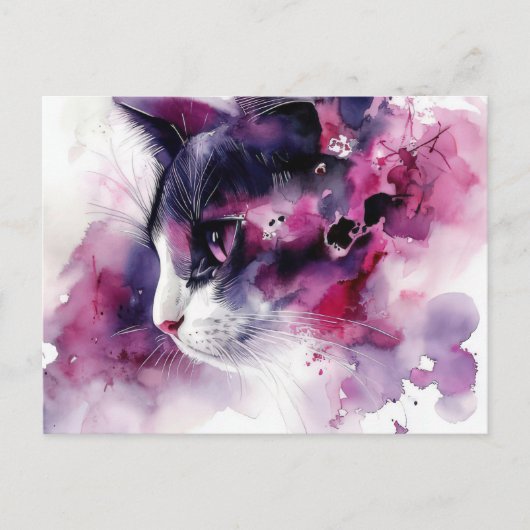 Katze Aquarell Postkarte (Vorderseite)
