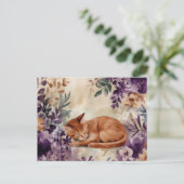 Katze Aquarell Postkarte (Stehend Vorderseite)