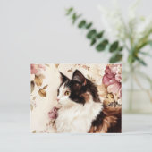 Katze Aquarell Postkarte (Stehend Vorderseite)