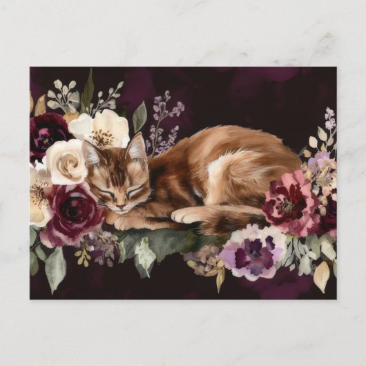 Katze Aquarell Postkarte (Vorderseite)