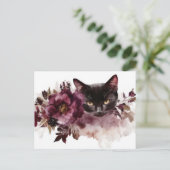 Katze Aquarell Postkarte (Stehend Vorderseite)