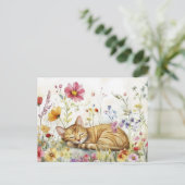 Katze Aquarell Postkarte (Stehend Vorderseite)