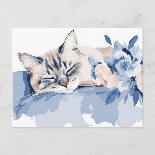 Katze Aquarell Postkarte (Vorderseite)
