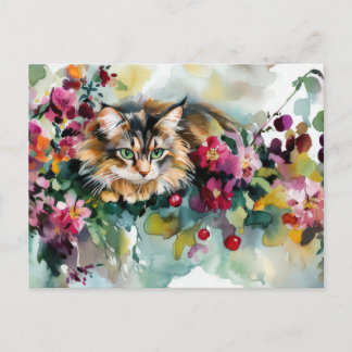 Katze Aquarell Postkarte