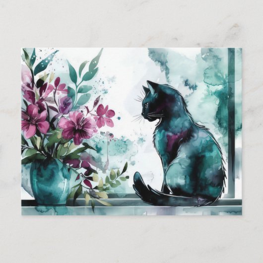 Katze Aquarell Postkarte (Vorderseite)
