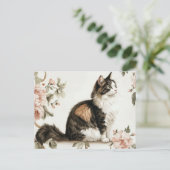 Katze Aquarell Postkarte (Stehend Vorderseite)