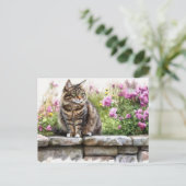 Katze Aquarell Postkarte (Stehend Vorderseite)
