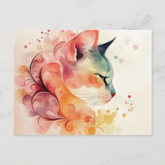 Katze Aquarell Postkarte (Vorderseite)
