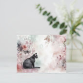 Katze Aquarell Postkarte (Stehend Vorderseite)