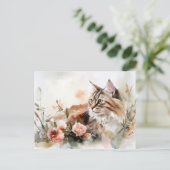 Katze Aquarell Postkarte (Stehend Vorderseite)