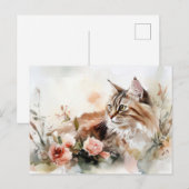 Katze Aquarell Postkarte (Vorne/Hinten)