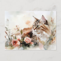 Katze Aquarell Postkarte