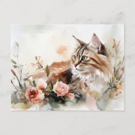 Katze Aquarell Postkarte (Vorderseite)