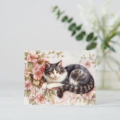 Katze Aquarell Postkarte (Stehend Vorderseite)