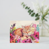 Katze Aquarell Postkarte (Stehend Vorderseite)