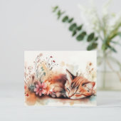 Katze Aquarell Postkarte (Stehend Vorderseite)