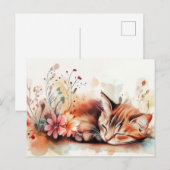 Katze Aquarell Postkarte (Vorne/Hinten)