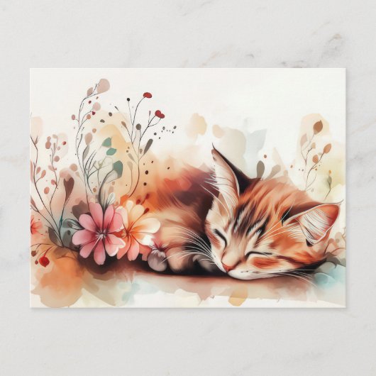 Katze Aquarell Postkarte (Vorderseite)