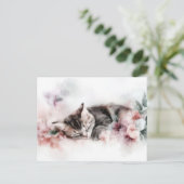 Katze Aquarell Postkarte (Stehend Vorderseite)