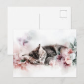 Katze Aquarell Postkarte (Vorne/Hinten)