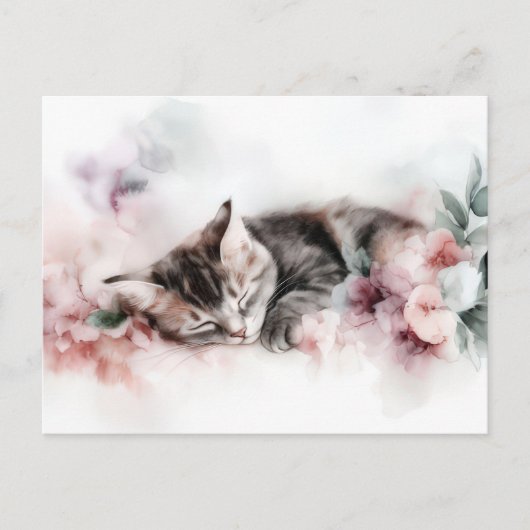 Katze Aquarell Postkarte (Vorderseite)