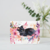 Katze Aquarell Postkarte (Stehend Vorderseite)