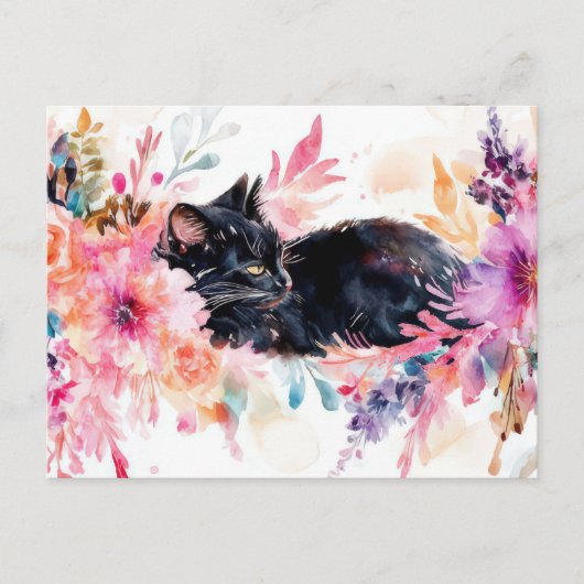 Katze Aquarell Postkarte (Vorderseite)