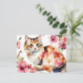 Katze Aquarell Postkarte (Stehend Vorderseite)