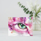 Katze Aquarell Postkarte (Stehend Vorderseite)