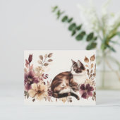 Katze Aquarell Postkarte (Stehend Vorderseite)