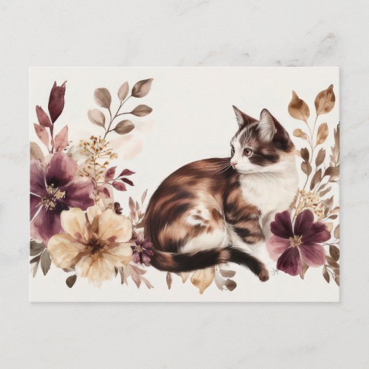 Katze Aquarell Postkarte (Vorderseite)