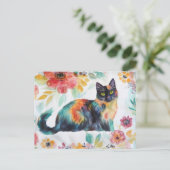 Katze Aquarell Postkarte (Stehend Vorderseite)