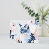 Katze Aquarell Postkarte (Stehend Vorderseite)