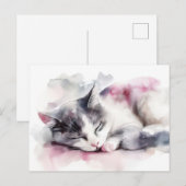 Katze Aquarell Postkarte (Vorne/Hinten)