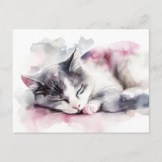 Katze Aquarell Postkarte (Vorderseite)