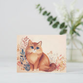 Katze Aquarell Postkarte (Stehend Vorderseite)