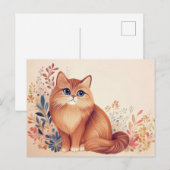 Katze Aquarell Postkarte (Vorne/Hinten)