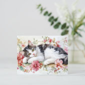 Katze Aquarell Postkarte (Stehend Vorderseite)