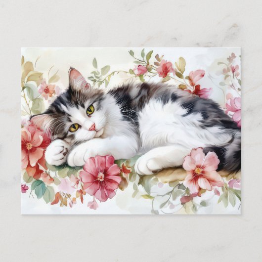 Katze Aquarell Postkarte (Vorderseite)