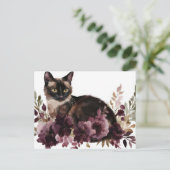 Katze Aquarell Postkarte (Stehend Vorderseite)