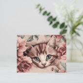 Katze Aquarell Postkarte (Stehend Vorderseite)