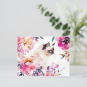 Katze Aquarell Postkarte (Stehend Vorderseite)
