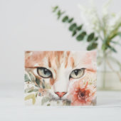 Katze Aquarell Postkarte (Stehend Vorderseite)