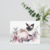 Katze Aquarell Postkarte (Stehend Vorderseite)