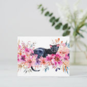 Katze Aquarell Postkarte (Stehend Vorderseite)
