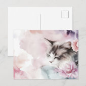 Katze Aquarell Postkarte (Vorne/Hinten)