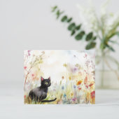 Katze Aquarell Postkarte (Stehend Vorderseite)